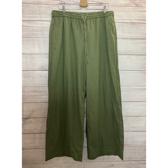 J. Crew Pants - J CREW Casual  Linen Blend Pants Size 14 GREEN OLIVE